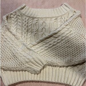Anthropologie Off The Shoulder cable sweater…cream only worn once
